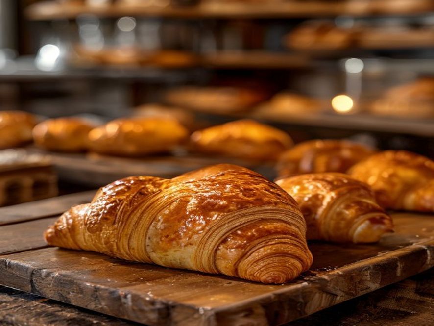 Golden croissants and laminated pastries